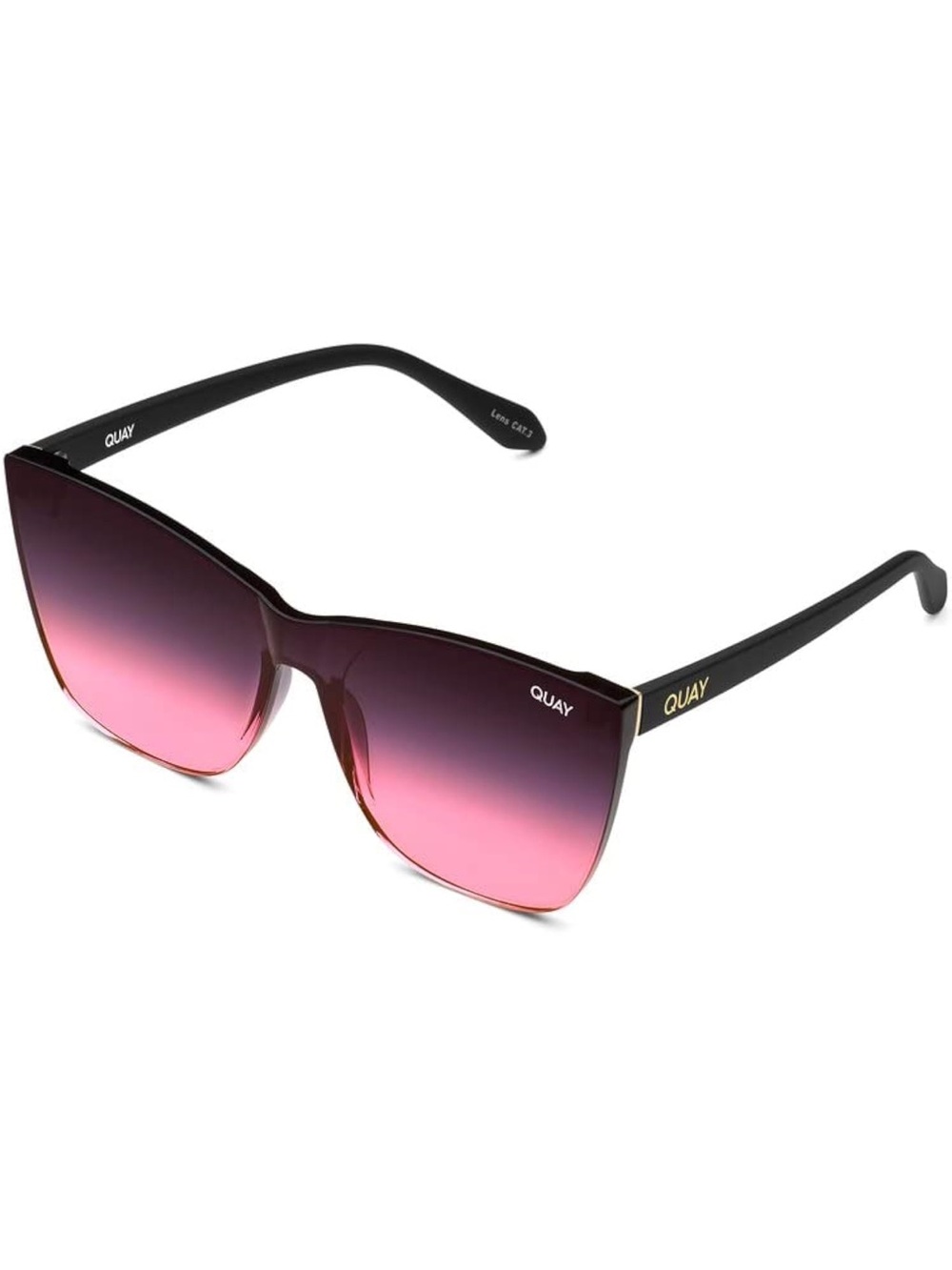 Quay Australia Black Frame Pink Gradient Oversized Sunglasses